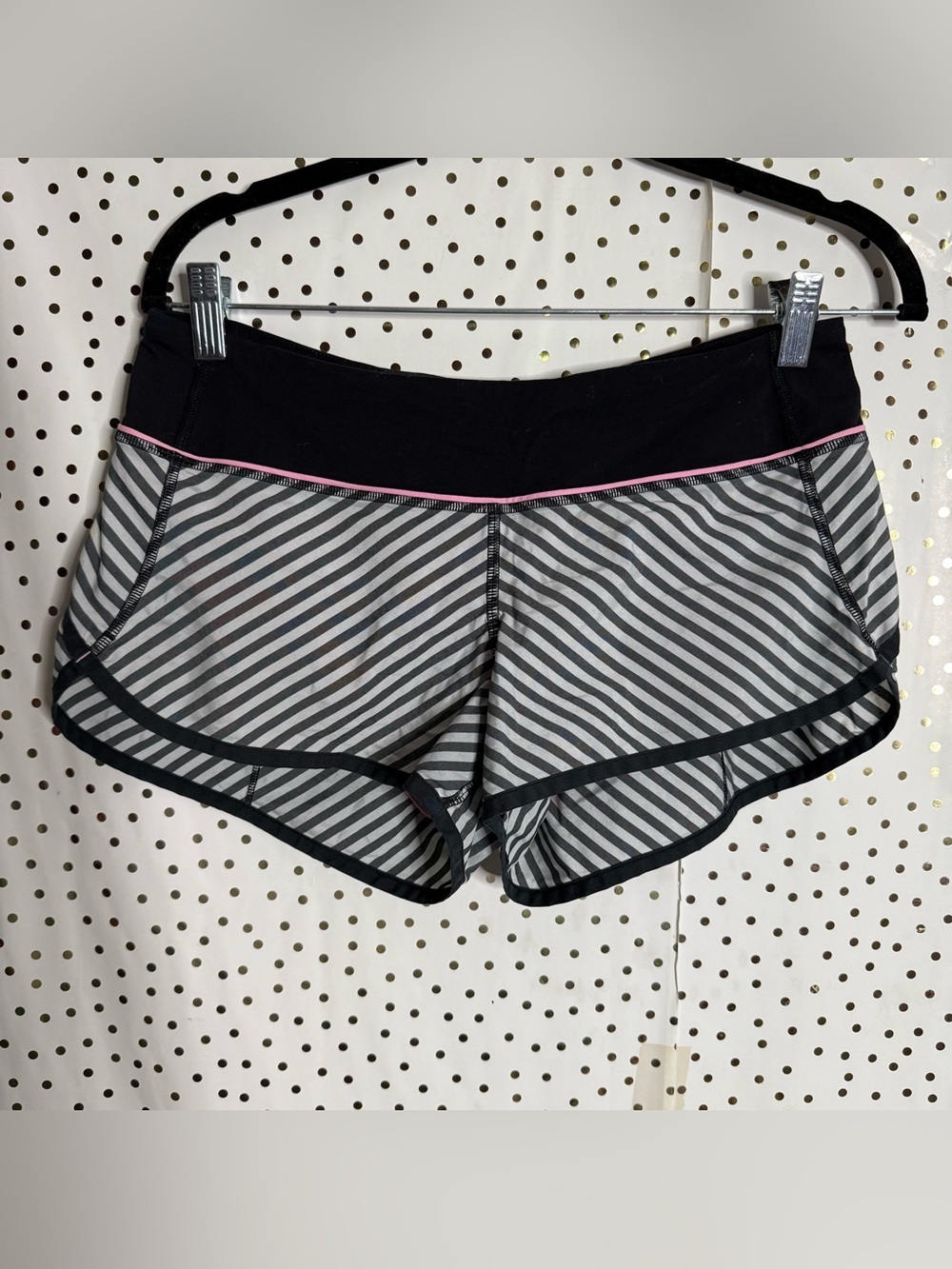 Lululemon Striped Athletic Running Shorts with Pink Trim